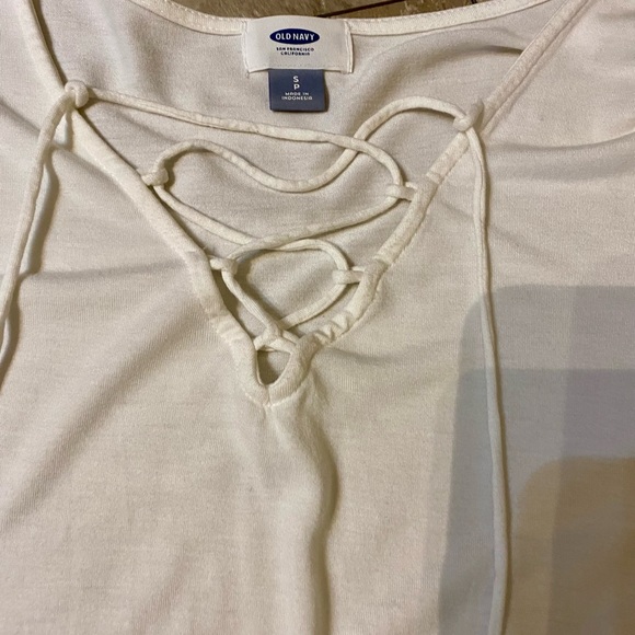 Loose flowy lace up white blouse - Picture 3 of 3